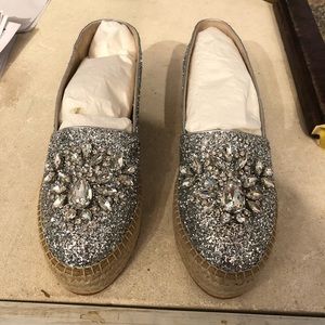 Silver Metallic Espadrille Platform